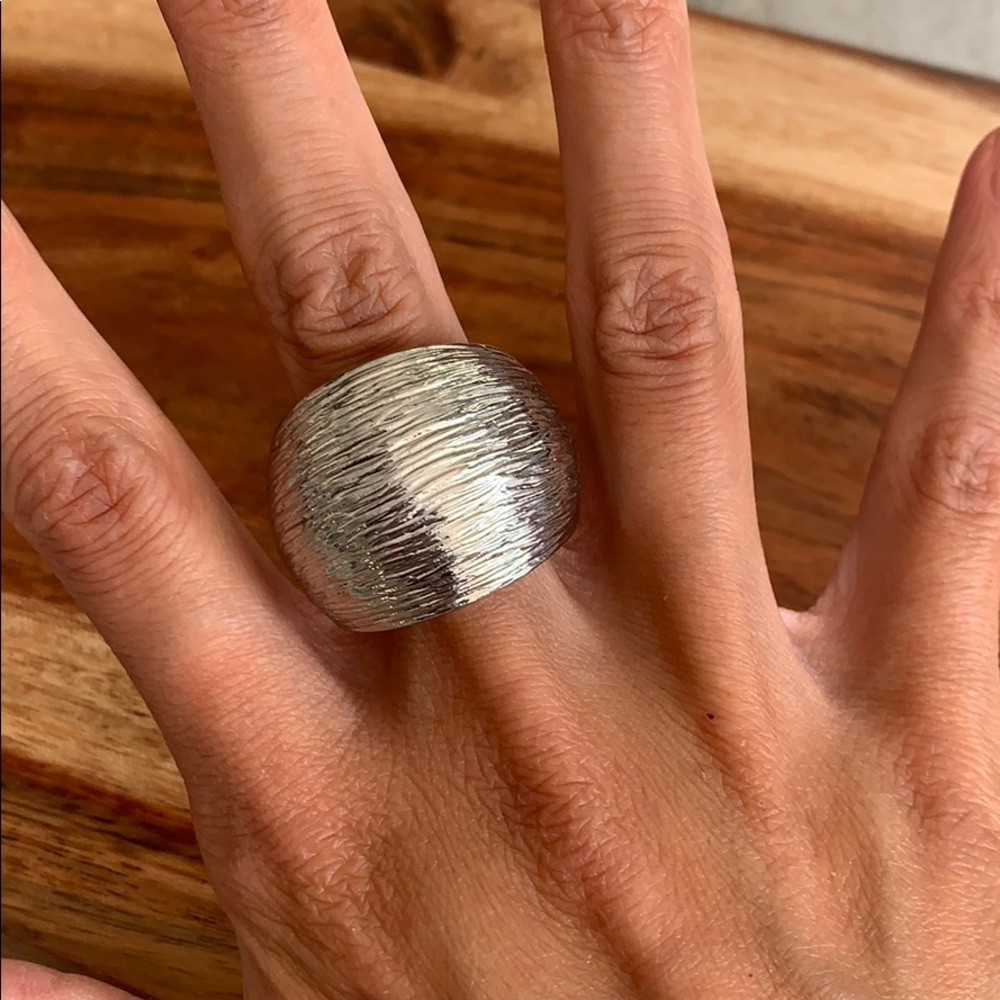Textured Rhodium Statement Ring